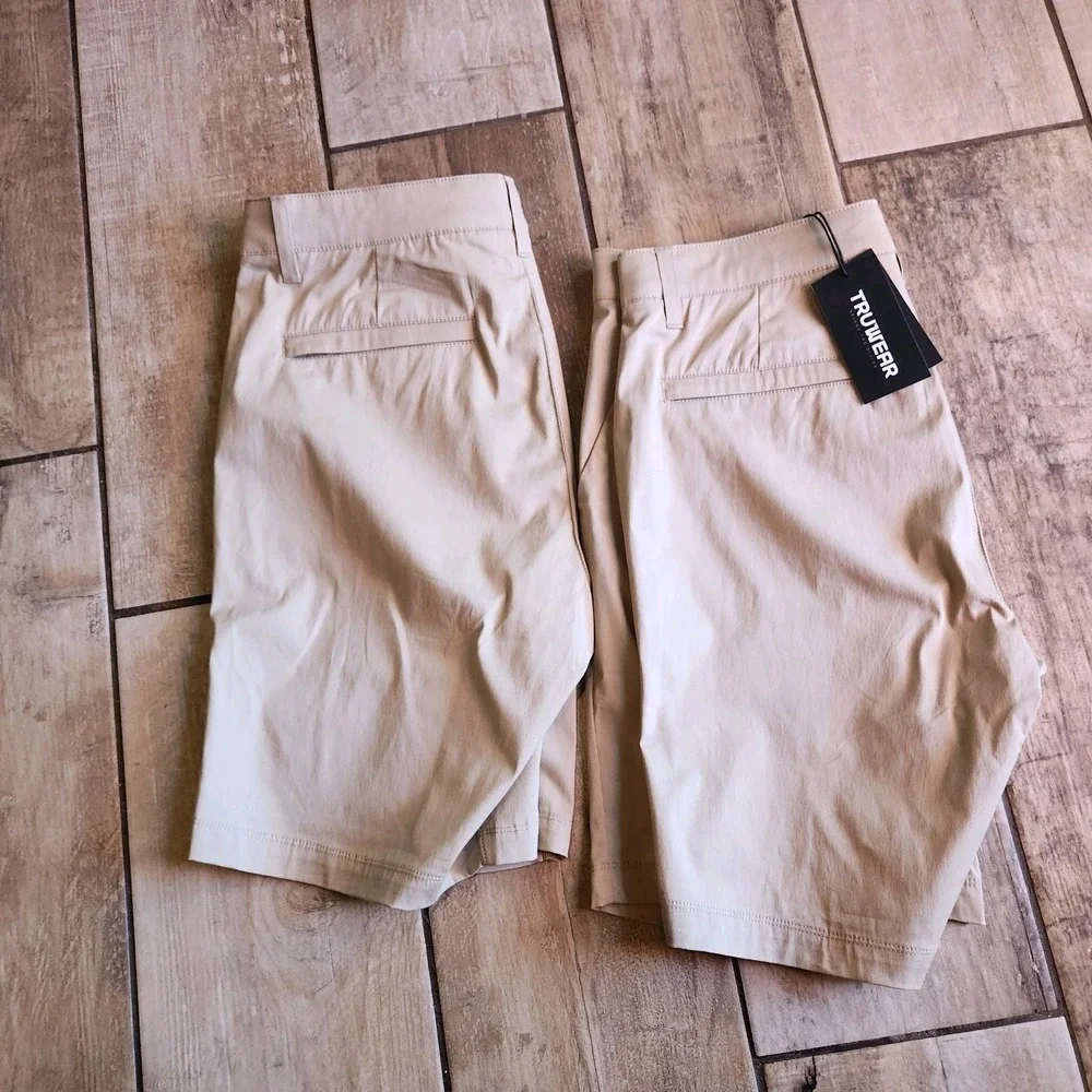 Truwear Men's Khaki Golf Chino Performance Shorts 34 NWT Lot Of 2.